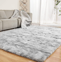 Soft Fluffy 5x7 Shag Area Rugs for Bedroom, Plush Fuzzy Shaggy Carpet Rugs for Living Room Classroom Nursery Home Decor, Tie-Dyed Light Grey Anti-Skid Rugs for Kids Girls Boys